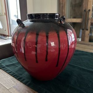 Pier 1 red and black ceramic vase